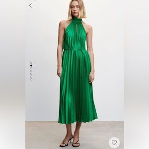 MANGO Pleated halter neck dress